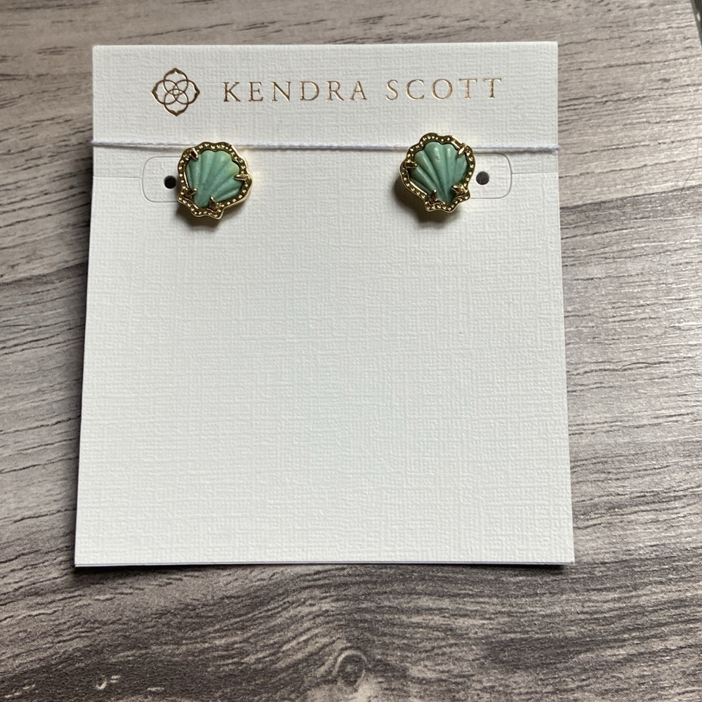 Kendra Scott Green and Gold Geometric Earrings